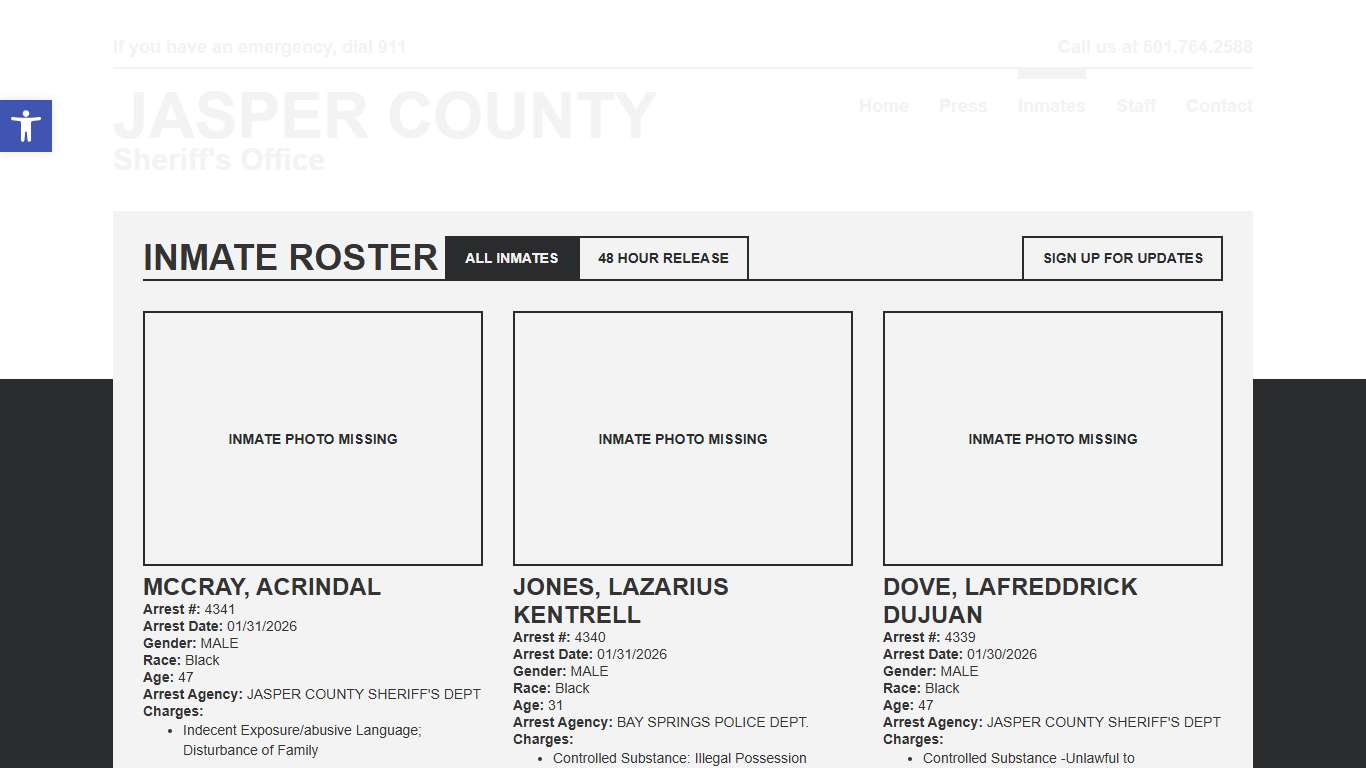 Inmate Roster Jasper SO