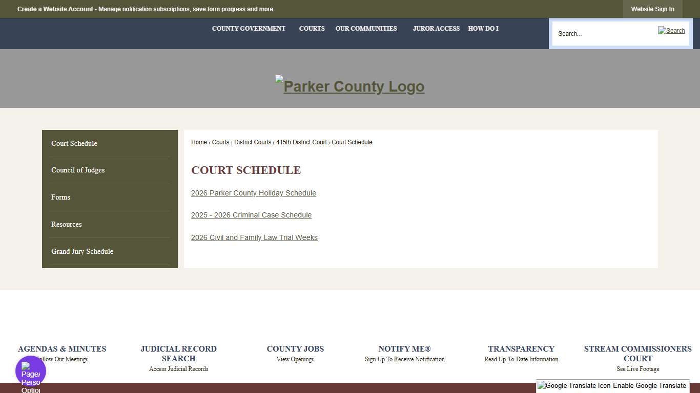 Court Schedule Parker County, TX - Official Website