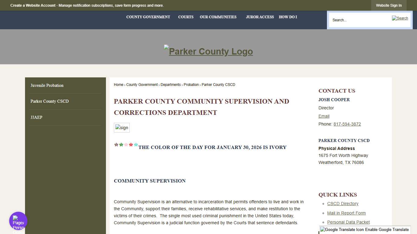 Parker County Community Supervision and Corrections Department Parker County, TX - Official Website